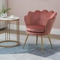 thumbnail image 5 of Mid Century Modern Vanity Velvet Chair for Living Room, Fabric Upholstered Arm Chair Guest Chair with Golden Metal Legs, Set of 2, Small, Pink, 5 of 6