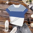 thumbnail image 6 of Ihhxva Women's Tops Moisture-Wicking Striped Crewneck Tee Fit Nautical Print T-Shirt Casual Summer Cotton Loose Style S-2XL, 6 of 7