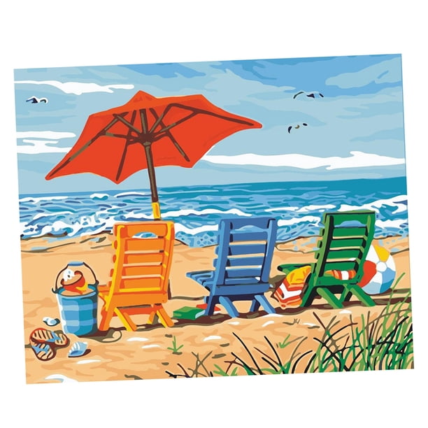Pintura de bricolaje por números BLESIY Playa Cuadro de pintura al óleo
