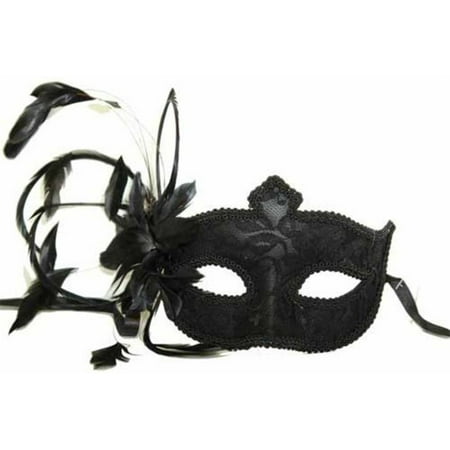 Venetian Lace Feather Flower Mask
