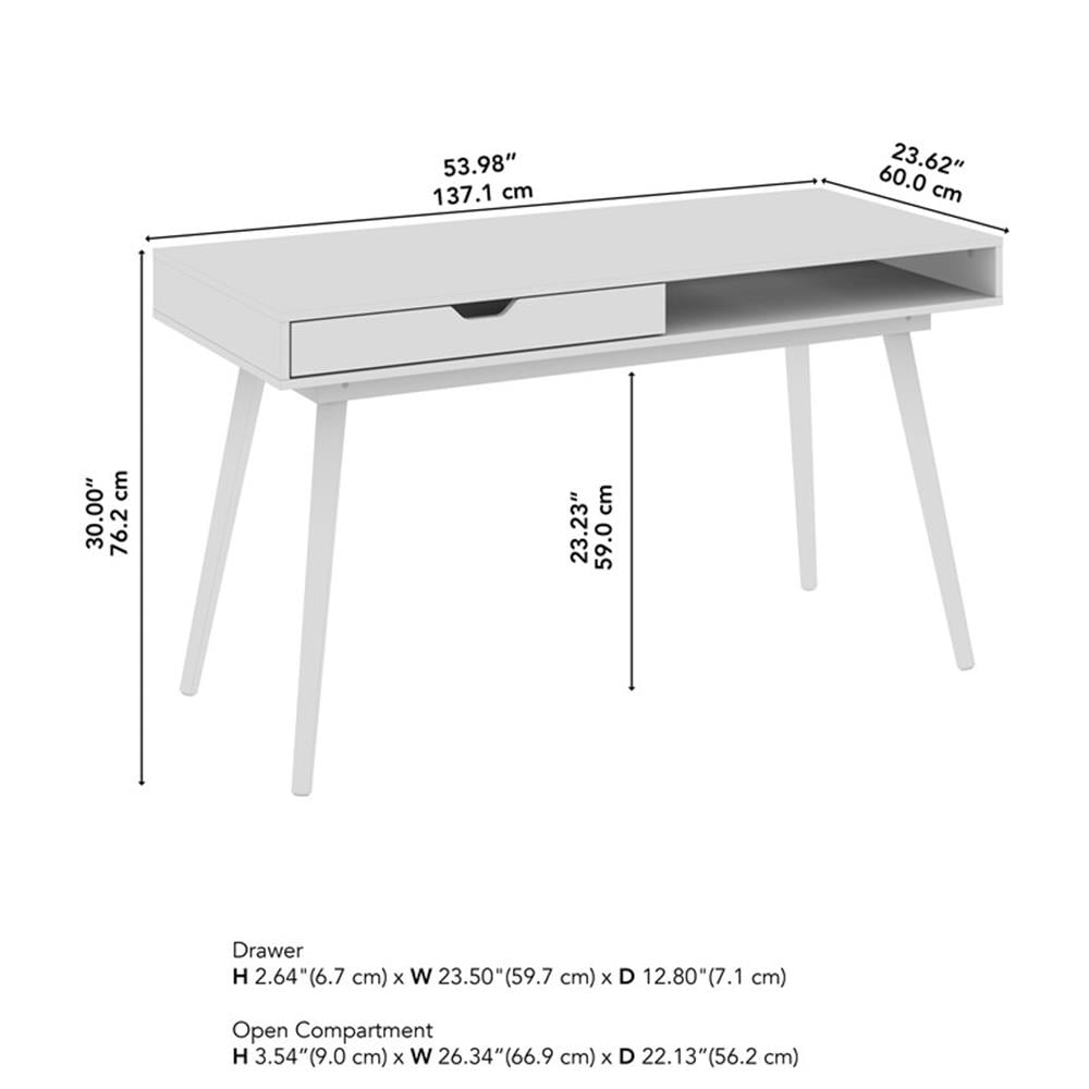 Nora 54W Writing Desk in Dark Walnut by Bush Furniture - Engineered Wood