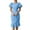 Sky Blue, variant on Uaswgudfs Women's Short Sleeve Fitted Midi Dress - Summer Casual Ruffled Hem & Pleated Accents, Knee-Length Style Pink S