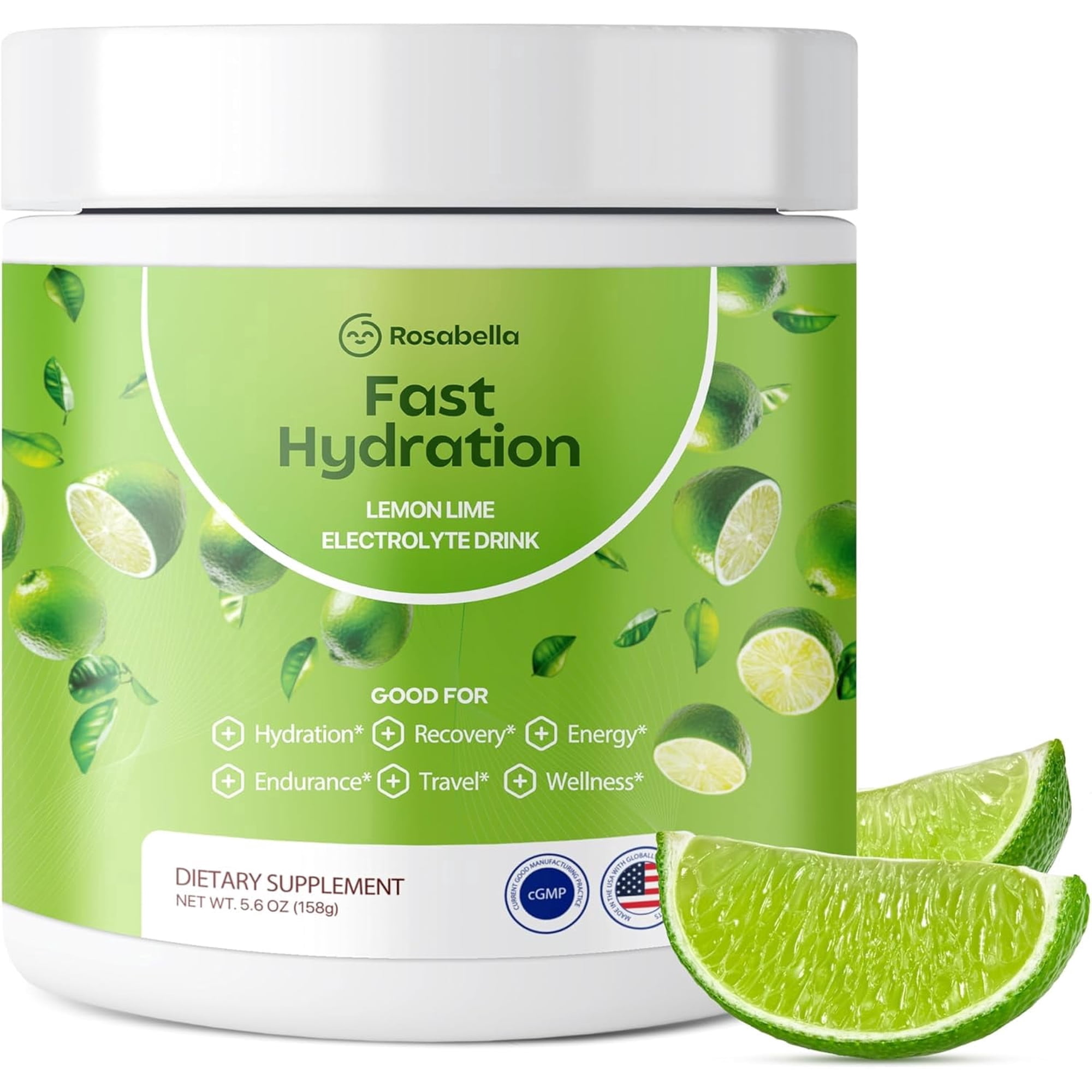 Rosabella Electrolyte Drink Powder – Lemon Lime – Zero Sugar Hydration Supplement – Sodium, Potassium, Magnesium & Calcium – Keto Electrolytes Mix for Rapid Rehydration – 30 Servings (5.7 oz)