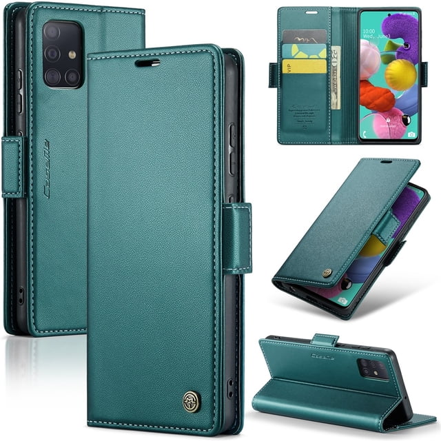 CaseMe Funda de Cuero para Samsung Galaxy A51 4G con Bloqueo RFID, para Samsung Galaxy A51 4G Funda para Mujer Hombre Tarjetero Cierre Magnético Funda Tipo Folio para Samsung Galaxy A51 4G