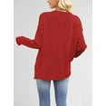 thumbnail image 6 of Oversized Sweaters for Women Casual Long Sleeve Crewneck Knit Cozy Pullover Sweater Jumper Top Red M, 6 of 8