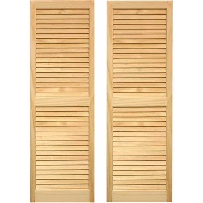 AWC Exterior Wood Window Shutters Louvered 15"wide x 55"high Unfinished