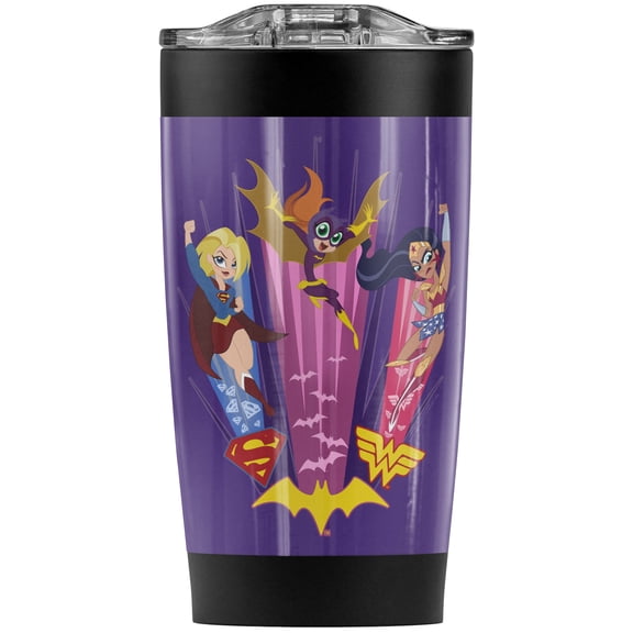 Dc Super Hero Girls Super Trio Stainless Steel Tumbler 20 oz Coffee Travel Mug/Cup, Vacuum Insulated & Double Wall with Leakproof Sliding Lid | Great for Hot Drinks and Cold Beverages