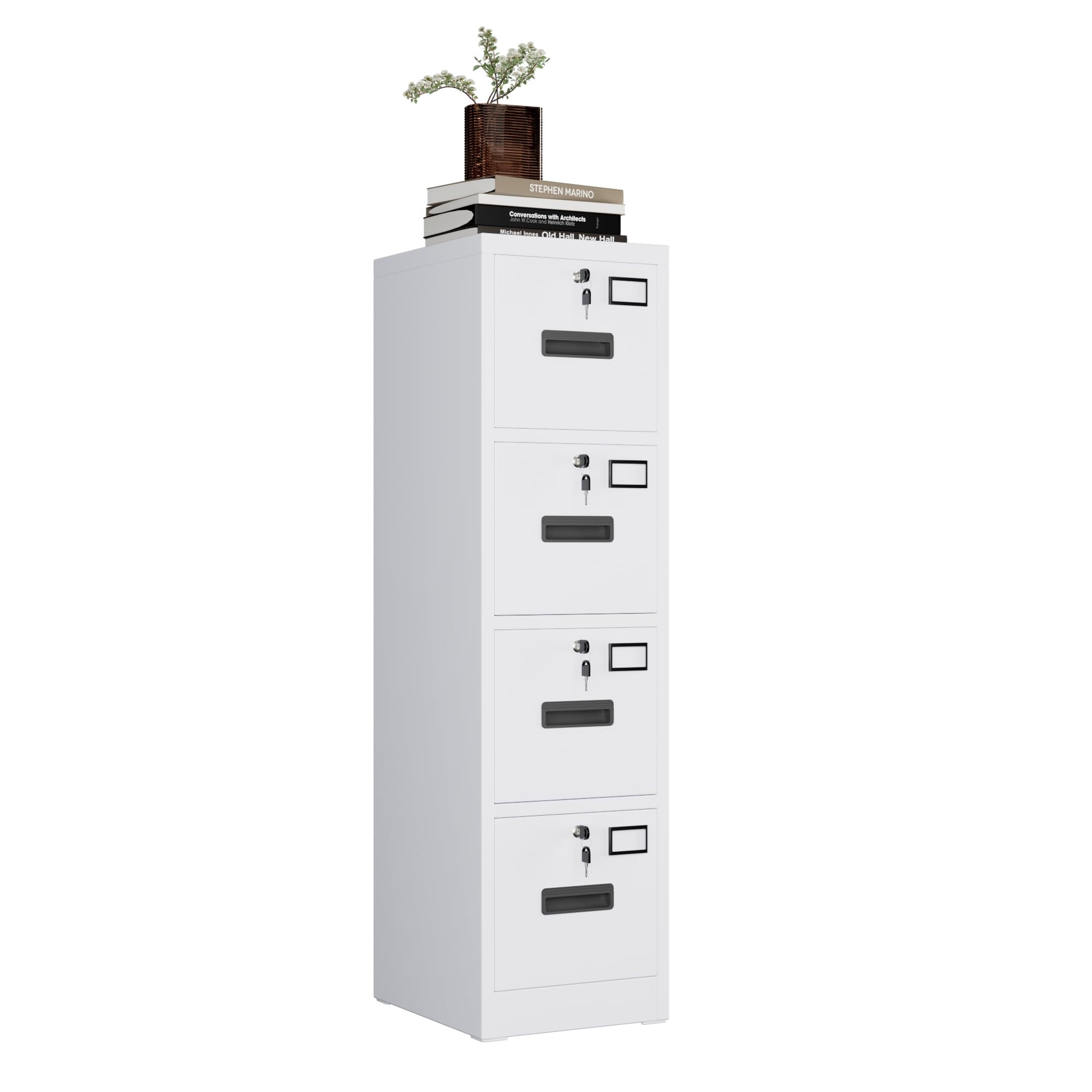 Ataucjin Heavy Duty Steel File Cabinet with 4 Lockable Drawers, Vertical Organizer for A4/Letter/Legal Documents, Independent Locks, Secure Storage for Home Office School
