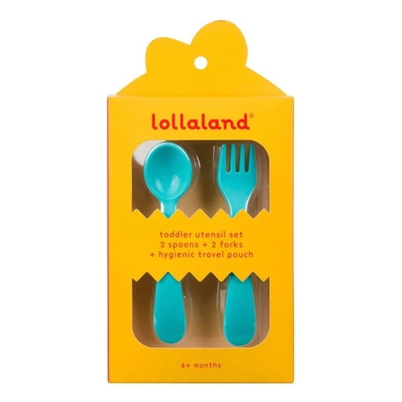 Lollaland 5-Piece Toddler Utensil Set with Hygenic Pouch in Turquoise