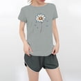 thumbnail image 2 of NAMTYQX Shirts for Women Trendy Summer Patterned Stretchy Airoft Mit Print Round Neck Loose Short Sleeve Stylish Plus Size Womens Graphic T Shirts Light Gray Size M, 2 of 5