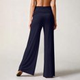 thumbnail image 7 of felwors Women's High Waisted Fold Over Flowy Wide Leg Pants | Casual Lounge Yoga Palazzo Pants for Beach & Vacation (Navy, XXL), 7 of 7