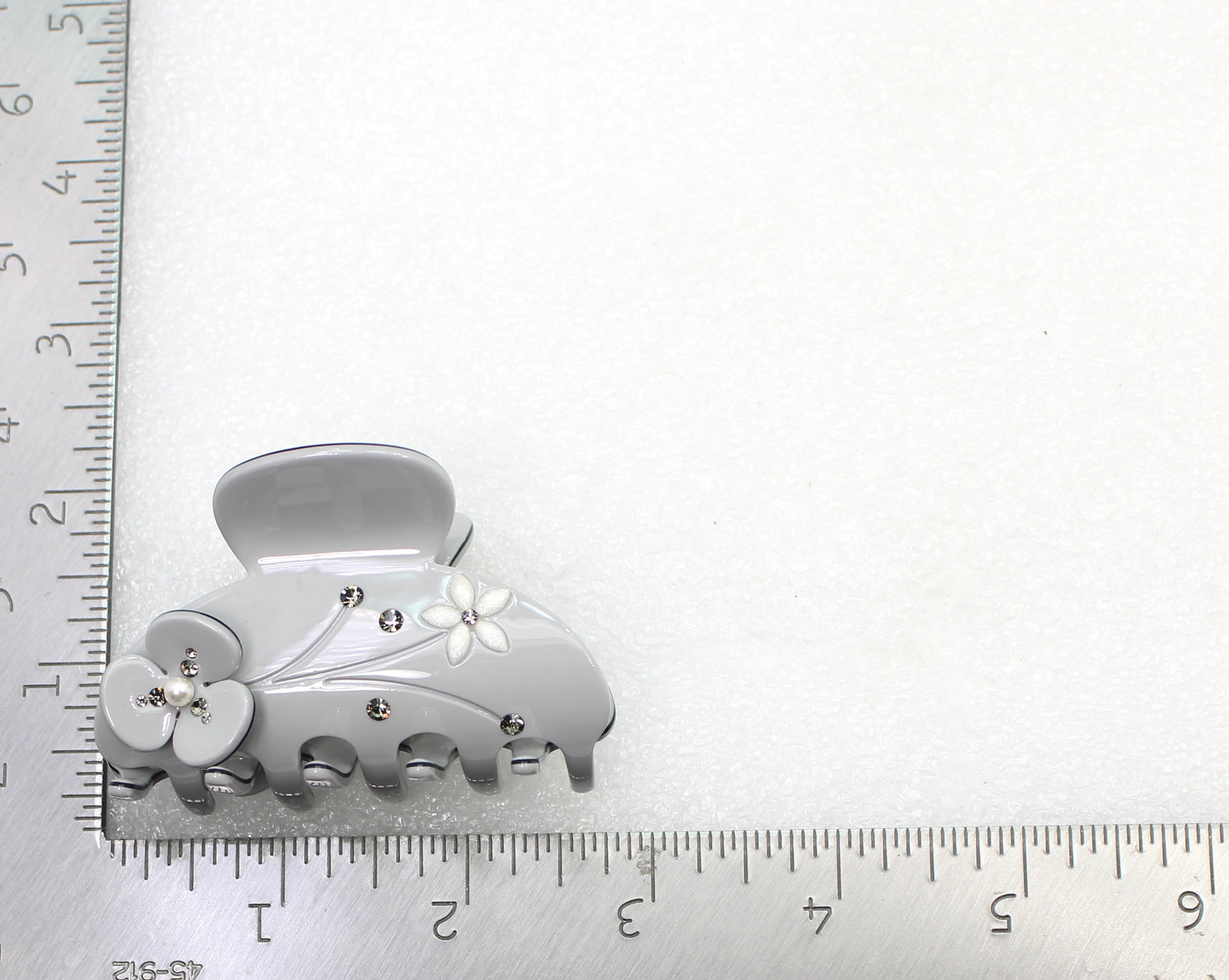 Faship Gray Cellulose Acetate Floral Art Deco Hair Claw Clips