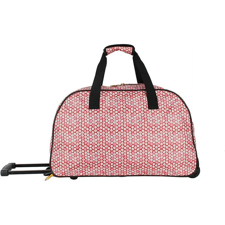 Lucas Designer Carry On Luggage Collection Lightweight Pattern 22 inch Duffel Bag Weekender Overnight Business Travel Suitcase with 2 Rolling