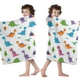 thumbnail image 4 of White Dinosaurs Landscapes Pattern Hooded Bath Towel，50"x30" for Ages 3 To 12 Kids, Quick Dry Lightweight Soft Microfiber Hood Beach Towel Cover Up for Kids, 4 of 7