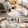 thumbnail image 5 of Round Rugs 4 Ft, Easter Grey Bunny Non Slip Area Rugs for Kitchen Bedroom Entryway, Spring Vintage Colorful Eggs Flower Washable Carpet Runner Rug Floor Mats for Bedroom Home Decor, 5 of 8