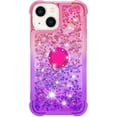 thumbnail image 3 of Slim Fit Phone Case for iPhone 15 Plus (6.7 in.), Bling Shiny Quicksand Effect TPU Bumper Case with Four Corners Heavy Anti-Fall Protection Case for iPhone 15 Plus,Pink Purple, 3 of 7