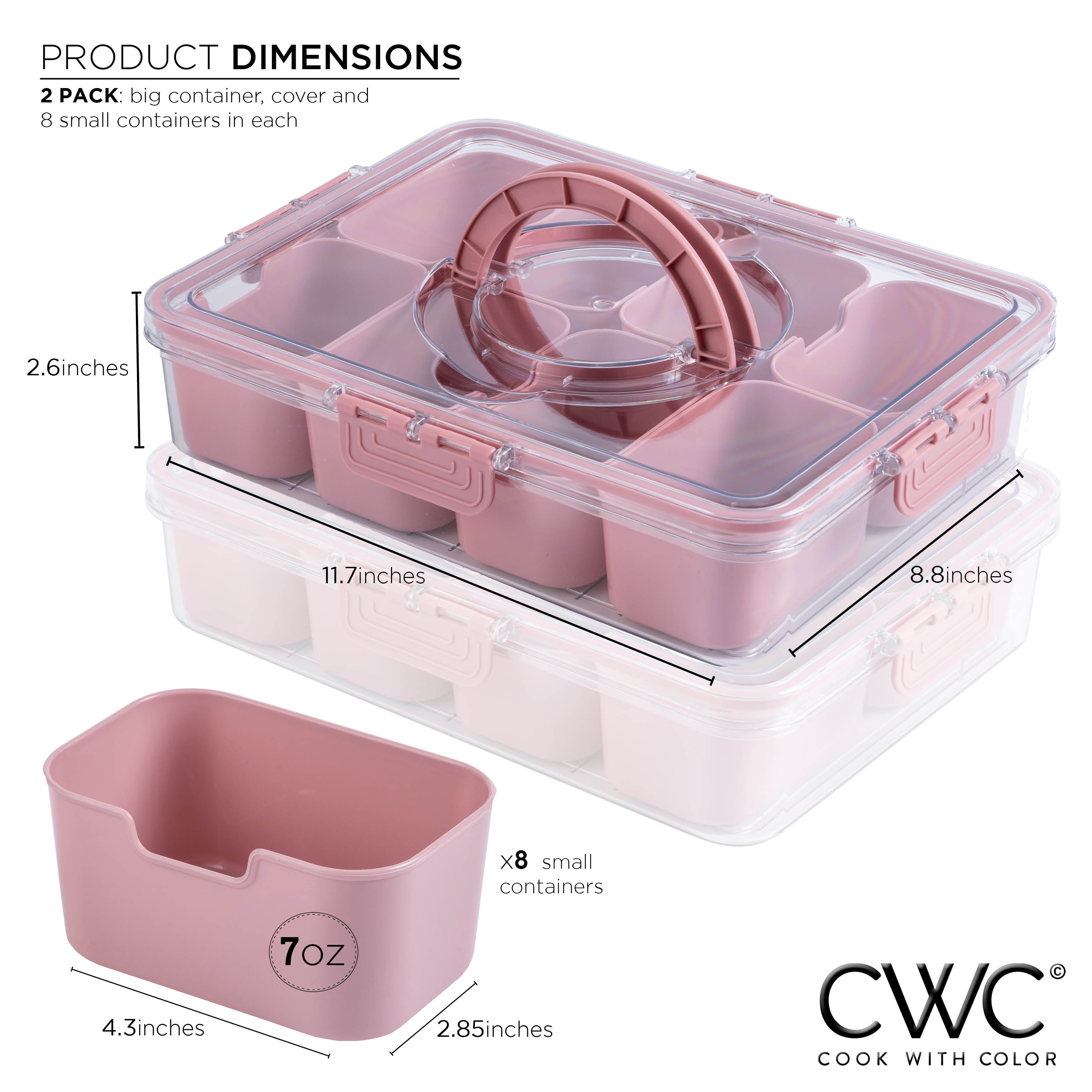 COOK WITH COLOR Snackle Box for Kids Lunch Box and Snack Container, Rose
