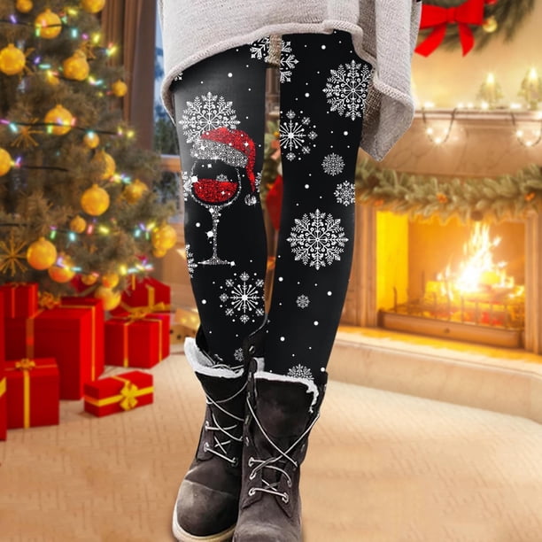 MKLEKYY Leggings deportivos para mujer, estampados navideños, leggings de ejercicio, pantalones de yoga 2141