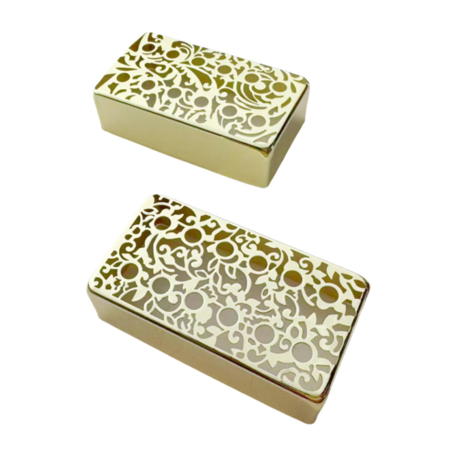LeeQinersw 2 Pieces Guitar Pickup Covers Accessory Instrument Hollow Out Patterns Sturdy for Electric Guitars Engraved DIY Part Replaces Gold Carving