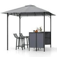 thumbnail image 1 of Costway 3 PCS Patio Bar Set with  2 Bar Stools Tempered Glass Bar Table Storage Shelf, 1 of 10
