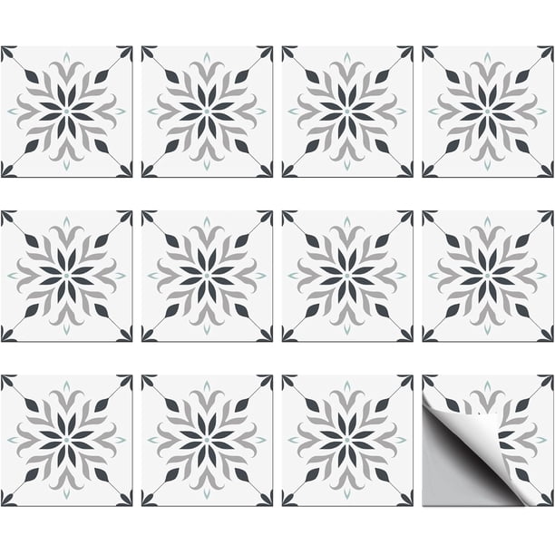 36 pegatinas autoadhesivas para azulejos, diseño de mandala floral, para salpicadero, impermeables, cuadradas y autoadhesivas.