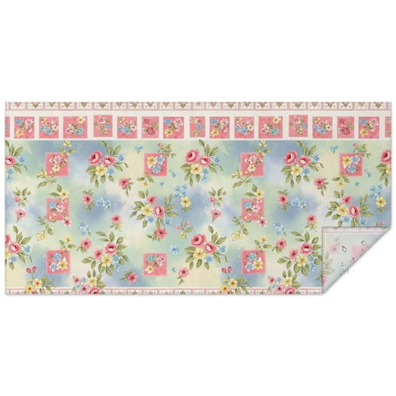 Pioneer Flower Floral Print Pattern Rectangle Tablecloth 60"x120", Waterproof Polyester Table Cloth, Wipeable Spillproof for Dining Camping Indoor Outdoor