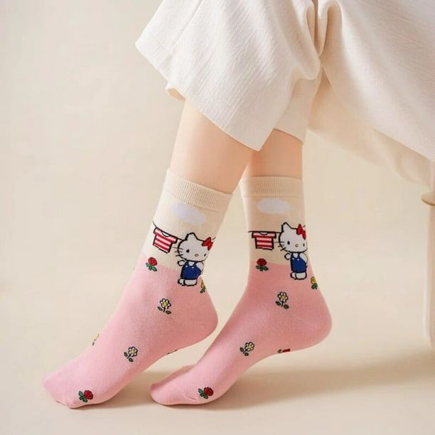 Sanrio Kawaii Socks Hello Kitty Melody Cinnamoroll Kuromi Y2K Harajuku Long  Tube Socks Women Cute Socks Girls Lolita Accessories 