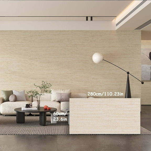 Peel-and-Stick PVC Stone Wall Panel, Lightweight, Waterproof & UV-Resistant Faux Stone Texture, Self-Adhesive Wall Covering, Eco-Friendly and Odor-Free, 23.62'' × 110.24'', Beige
