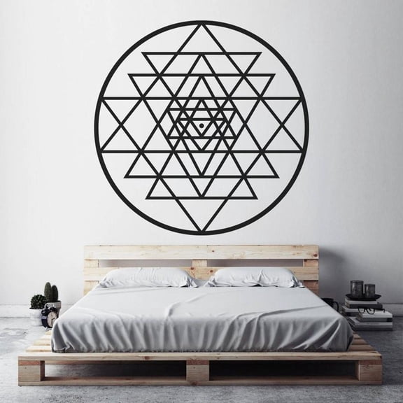 Sri Yantra Wall Art Sticker Meditation Spiritual BedRoom Wall Decor Sacred Geometry Art Mural Home Decor Removable Decor 30x30cm