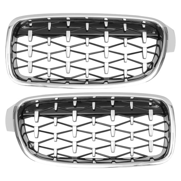 No.51130054493/51130054494 Front Hood Bumper Grille Grill for BMW 3 Series Left Right 1 Pair Silver Tone