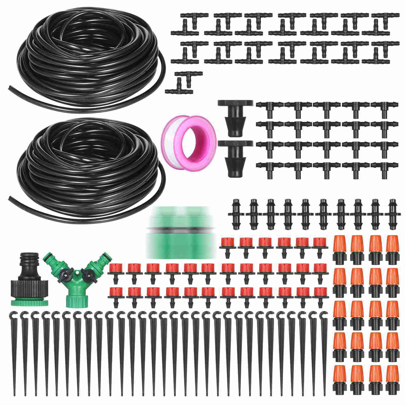 watering system Watering Plant Watering Drip Irrigation Kit DIY Watering System with Nozzles Misters Drippers 30 Meters Tubing for Garden Lawn Patio