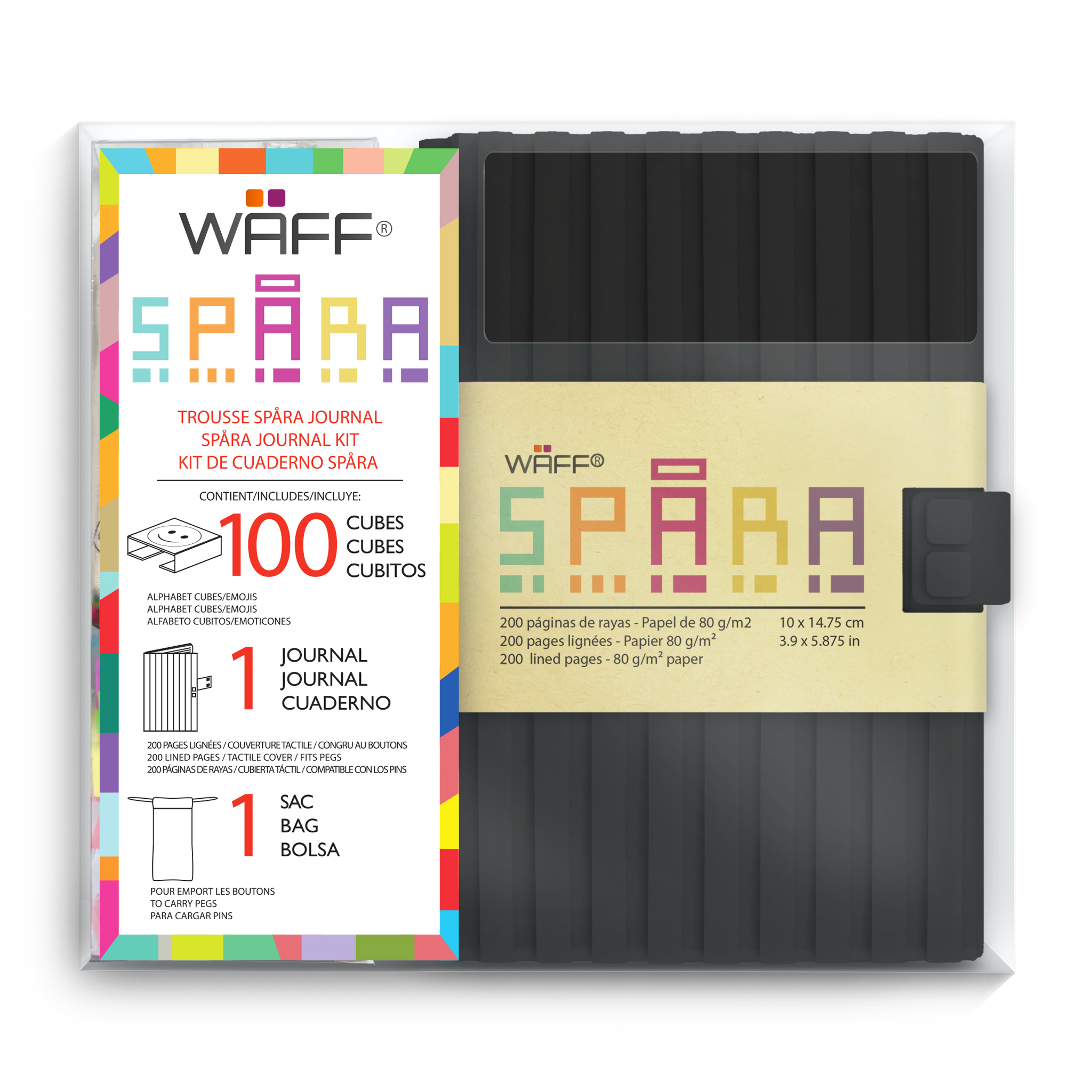 WAFF Black Writing Notebooks for Work Journal for Women 200 Paper Pages 5.75 x4 inch Cute Notebook