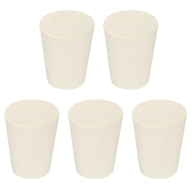 Tapones de caucho sólido Uxcell, tapones de sellado de laboratorio cónicos, tapones de laboratorio para sellar tubos de ensayo de frascos de agua, blancos 2#