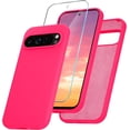 thumbnail image 1 of KOMI for Google Pixel 9/9 Pro Case, Silicone Phone Case with 1 Screen Protector, Soft Anti-Scratch Microfiber Lining, Full Body Shockproof Slim Cover Support Wireless Charging, Hot Pink, 1 of 5