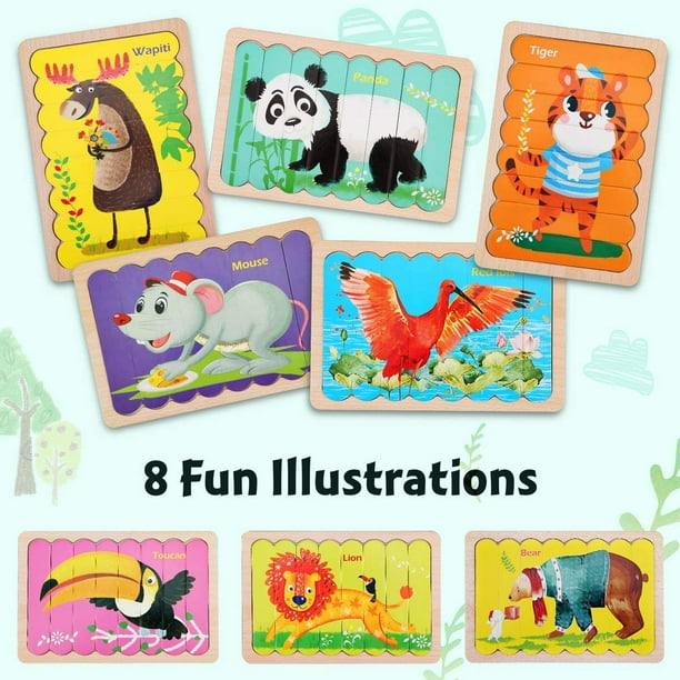Puzzles en Bois à Bouton, Puzzle Encastrement avec Panneaux Perforés, Jouet  Éducatif Montessori Éducatif Tableau de Tri de Puzzles pour Bébés  Tout-Petits Enfants 2 3 4 Ans (Animaux) : : Jeux et Jouets