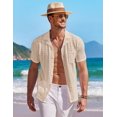 thumbnail image 2 of COOFANDY Men's Knit Button Down Shirt Short Sleeve Vintage Polo Shirts Summer Casual Beach Tops, 2 of 6