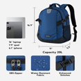 thumbnail image 6 of WATERFLY Unisex Student 20L Small Casual Travel Hiking Nylon Backpacks Daypack,Blue, 6 of 7