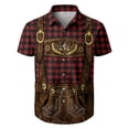 thumbnail image 2 of Oktoberfest Men's Lederhosen Themed Shirt, Plaid Short Sleeve Button Down Blouse Top, 2 of 4