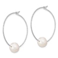 thumbnail image 2 of Primal Silver Sterling Silver Rhodium-plated 8-9mm White Round Freshwater Cultured Pearl Hoop Earrings, 2 of 5