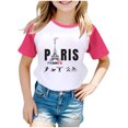 thumbnail image 1 of Toddler Boys Summer Tops Tees Fashion Games Letter Graphic Printed Raglan Color Block Short Sleeved Pullover Tee Blouse Daily Spring Shirts For Kid 4-5T, 1 of 4