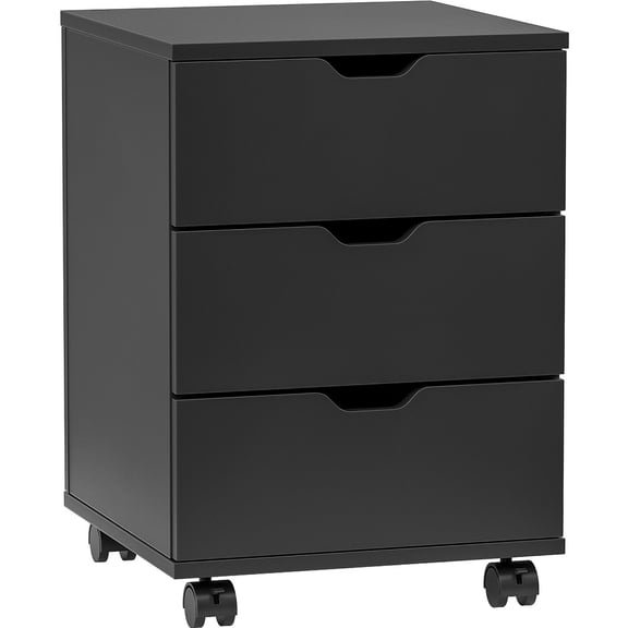 Black 3-Drawer Vertical Filing Cabinet Rolling Wood Mobile File Cabinets Under Desk with Casters (Non-Assembled)