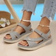 thumbnail image 3 of Rokment Comfortable Ortho Walking Sandals for Women Plantar Fasciitis Beach Summer Casual Leather Buckles Open Toe Memory Foam Non Slip Nursing Work Shoes Grey Size 9.5, 3 of 6