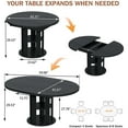 thumbnail image 2 of Extendable Dining Room Table for 4-6, 43.3in-59in Oval Dining Room Table with 2-Tier Storage Shelf, Modern Kitchen Table, Round Dining Stage with Wood Strip Base for Kitchen Living Room, Black, 2 of 8