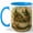 Blue, variant on Enchanted Forest Teacup Coffee Mug, Whimsical Mushroom Cottage Fantasy Design, 11 oz Ceramic Cup