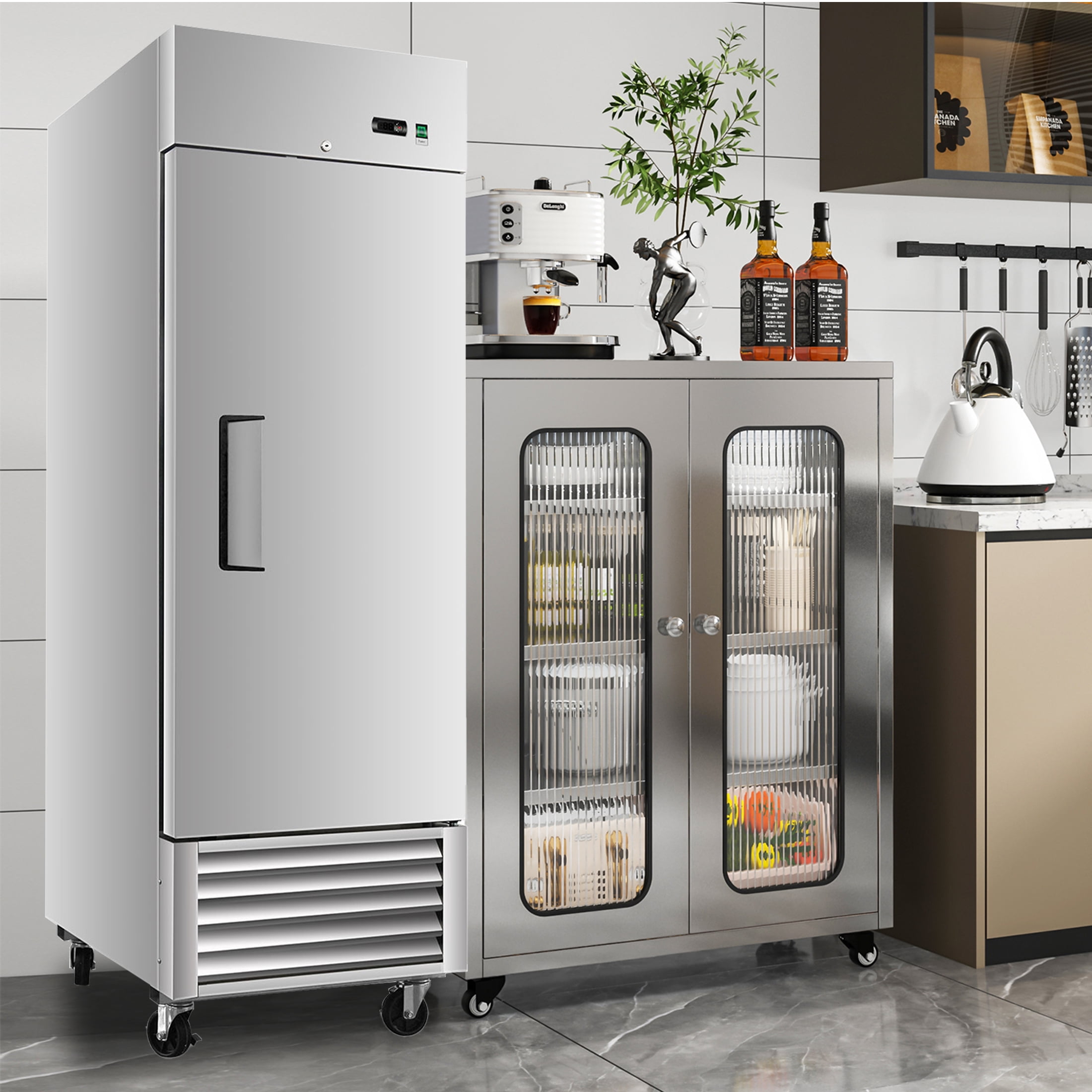 CTOSPOATO 27"W Commercial Refrigerator 18.68 Cu.ft.Reach-in Merchandising Refrigerator for Restaurant,Bar,Shop