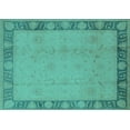 thumbnail image 1 of Ahgly Company Machine Washable Indoor Rectangle Oriental Turquoise Blue Industrial Area Rugs, 7' x 9', 1 of 4