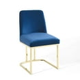 thumbnail image 3 of Modway Amplify Sled Base Performance Velvet Dining Chairs - Set of 2 in Gold Navy, 3 of 10