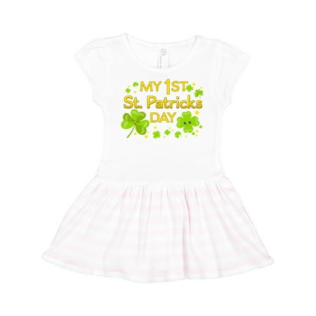 

Inktastic My First St. Patricks Day-cute smiling clovers Gift Toddler Girl Dress