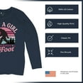 thumbnail image 6 of Just a Girl Who Loves Bigfoot Women's Long Sleeve T-shirt Sasquatch Fan Cryptid Cute Gift Vintage Sunset Wildlife Camping, 6 of 7