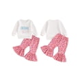 thumbnail image 2 of Baby TOddler Girl 2Pcs Fall Outfits 6 12 18 24 Months 2T 3T 4T Long Sleeve Letter Embroidery Sweatshirt + Pants Set Birthday Clothes, 2 of 9